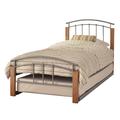 Tetras Metal Single Bed With Guest Bed In Silver With Beech Post