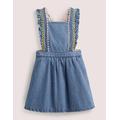 Woven Pinafore Dress Denim Girls Boden, Rainbow Stitch Denim