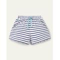 Charlie Pom Jersey Shorts Blue Girls Boden, Ivory/Starboard Blue