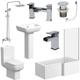 L Shaped Bathroom Suite rh Bath Screen Shower Toilet Basin Tap - White