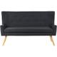 Fabric 2-Seater Kitchen Wingback Sofa Black Polyester Light Wood Legs Bench Skibby - Light Wood