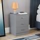 Home Discount - Riano 3 Drawer Bedside Table Cabinet Chest Nightstand Bedroom Furniture, Grey