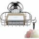 Rhafayre - Soap Basket - No Drilling Shower Soap Dish - Suction Cup Vacuum System - Stainless Steel Will Never Rust - Sponge Holder for Kitchen