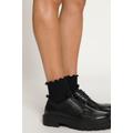 Plus Size Ruffle Cuff Ankle Socks, Woman, black, size: 4.5-6.5, cotton/synthetic fibers, Ulla Popken