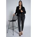 Plus Size Check Side Piped Slim Leg Sarah Fit Bengaline Pants, Woman, black, size: 26, viscose/polyester, Ulla Popken