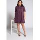 Plus Size Lyocell Blend Zipper Front Short Sleeve Dress, Woman, purple, size: 26, synthetic fibers/linen/cotton, Ulla Popken