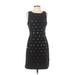 Elle Casual Dress - Sheath: Black Grid Dresses - Women's Size 2
