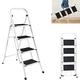 Portable Foldable 4 Step Steel Ladder - Folding Step Ladder - Non Slip Tread Stepladder Safety - Heavy Duty Steel Step Ladder - 4 Step Ladder Stepladder - 150KG Max Capacity (4 Step Ladder)