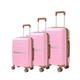 ROOEE Hard Shell Suitcase Lightweight Carry on Luggage Flight Approved Travelling Trolley on Wheels Travel Set with TSA Lock & 4 Spinner Wheels PP MLP-02 (Pink, 3 Piece Set 20" + 24" + 28")