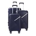 ROOEE Hard Shell Carry-Ons Lightweight Suitcase Cabin Luggage Set PP Flight Approved 4 Muted Spinner Wheels Trolley Cases with TSA Combination Lock MLP-01 (Navy Blue, 3 Piece Set 20" + 24" + 28")