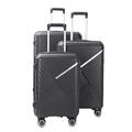 ROOEE Hard Shell Carry-Ons Lightweight Suitcase Cabin Luggage Set PP Flight Approved 4 Muted Spinner Wheels Trolley Cases with TSA Combination Lock MLP-01 (Grey, 3 Piece Set 20" + 24" + 28")