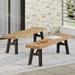 Bettina Acacia Wood Outdoor Dining Benches by Christopher Knight Home