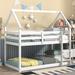 Twin over Twin Loft Bed with Roof Design, Safety Side Guardrail, Twin Size Canopy Bed with Ladder, WITH NOT slats of Bottom bed