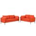 2 PCS Modern Linen Fabric Upholstered Loveseat and 3 Seat Sofa 2+3 Seat Couch for Living Room