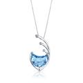 Swiss Blue Topaz & Diamond Half Moon Pendant Necklace