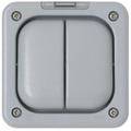 MK Electric Grey Outdoor Light Switch, 1 Way, 2 Gang, Masterseal