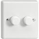 Varilight 2x250W 1 Way 2 Gang Dimmer Switch - White - HQ2W