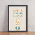 Personalised 'Reading Corner' Nursery Print