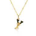 Gold Plated Y Initial Necklace With Green Marble, Gold