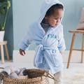 Personalised Soft Baby/Child's Dressing Gown In Blue, Blue/Grey/Pink