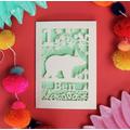 Personalised Papercut Bear Birthday Card, Cream/Gold/Silver