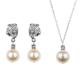 Rhinestone And Pearl Earring And Necklace Set, Silver/Gold