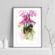 Pink And The Bee A3 Watercolour Art Print