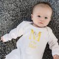 Personalised Alphabet Romper Suit, White/Grey