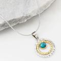 Infinity Universe Turquoise Silver And Brass Necklace, Silver
