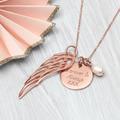Personalised 18ct Gold Plated Angel Wing Necklace, Gold