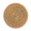 Coloured Trim Natural Round Grass Placemat