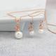 Rose Gold Plated Star And Pearl Necklace With Earrings, Gold