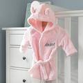 Personalised Pink Baby Dressing Gown With Ears On Hood