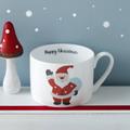 Personalised Christmas Santa Bone China Cup Or Mug, Black/Blue