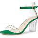 Allegra K Women's Clear Block Heel Ankle Strap Heeled Sandals Green 6 UK/Label Size 8.5 US