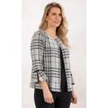 Checked Crop Cotton Jacket - BLACK/WHITE - 14