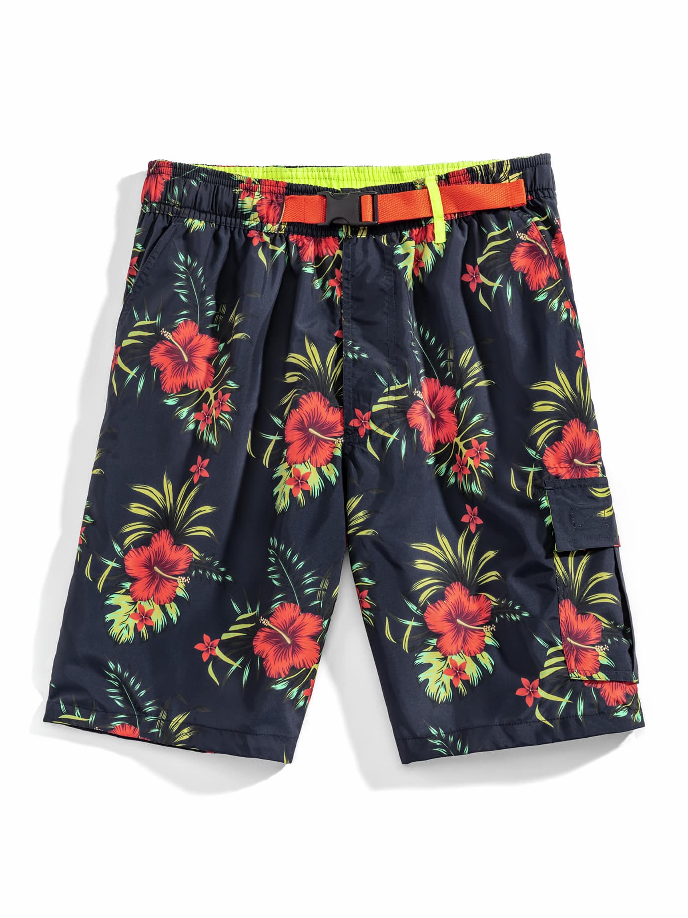 Walbusch Herren Cargo Strand Shorts geblümt Hibiskusbluete