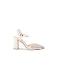 Satin 'Sophia' High Heel Block Heel Ankle Strap Court Shoes