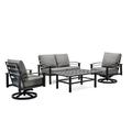 Winston Stanford Cushion 4-Pc Set w/ 2 Swivel Chairs, Loveseat, & Outdoor Coffee Table Metal/Rust - Resistant Metal in Gray | Wayfair