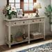 Rustic Brushed Texture Console Table with 4 Drawers & a Open Bottom Shelf, Classic Wood Entryway Table for Living Room, Entryway