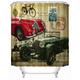 72x72 -Inch Completely Polyester Colormix Car Series Shower Curtains with 12 Rings