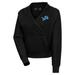 Women's Antigua Black Detroit Lions Point Pullover Hoodie