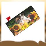 Eternal Night Sunflowers & Cute Puppy Dogs Mailbox Cover in Brown/Green/Yellow | 21 H x 18 W x 0.1 D in | Wayfair EternalNightb101634