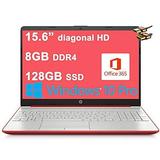 HP Flagship Notebook 15 Laptop Computer 15.6 Diagonal HD Display Intel Pentium Gold 6405U Processor 8GB DDR4 128GB SSD Intel UHD Graphics USB-C WiFi5 Webcam Office365 Win10 Pro + HDMI Cable Red