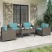 Wade Logan® Avalisse 5-Piece Outdoor Conversation Set w/ Club Chairs & Coffee Table in Summer Fog Wicker Synthetic Wicker/Wood/All | Wayfair