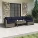 Wade Logan® Avalisse 7-Piece Outdoor Conversation Set w/ Coffee Table in Summer Fog Wicker Synthetic Wicker/Wood/All - Weather Wicker/Wicker/Rattan | Wayfair