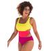 Plus Size Women's Color Block Cut Out One Piece Swimsuit by Swimsuits For All in Pineapple Fruit Punch (Size 24)