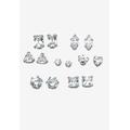 Women's 8.16 Tcw Cz Platinum-Plated Sterling Silver 7-Pair Set Of Stud Earrings Set by PalmBeach Jewelry in Silver