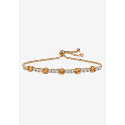 Women's 1.60 Cttw. Birthstone And Cz Gold-Plated Bolo Bracelet 10