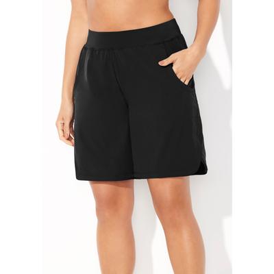 Plus Size Women's Quick-Dry Petal Hem Short by Swimsuits For All in Black (Size 26)